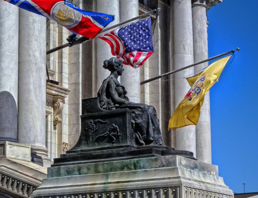 essex county, new jersey, courthouse, law, government, justice, flags, american flag, statue, monument, columns, architecture, hdr, new jersey, new jersey, new jersey, new jersey, new jersey, courthouse