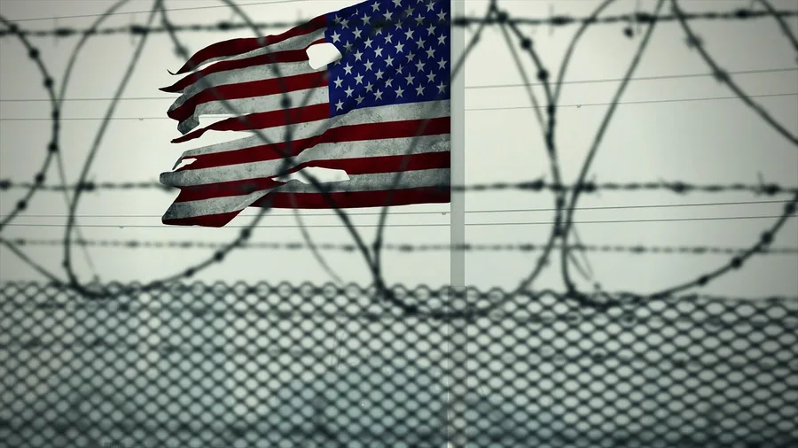 american flag, usa, barded wire, guantanamo bay, detention camp, jail, lockup, penitentiary, prison, military, naval base, gray prison, gray camping, american flag, jail, prison, prison, prison, prison, prison