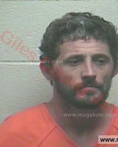 Booking photo of Justin Dean Burchell, Giles County, Apr 21, 2018