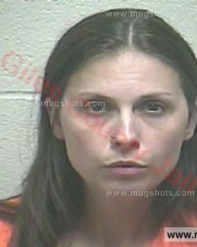 Booking photo of Ashley Schneeberger, Giles County, May 19, 2018