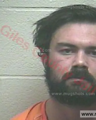 Booking photo of Justin Wade Hatfield, Giles County, Jan 9, 2018
